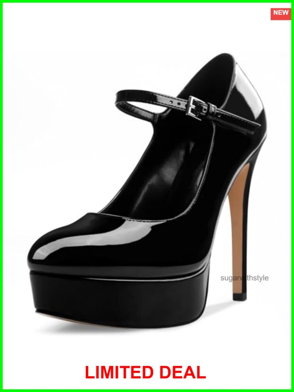 Faux Leather Platform Stiletto Heels Mary Jane Strap Closed Toe Wedding Pumps
